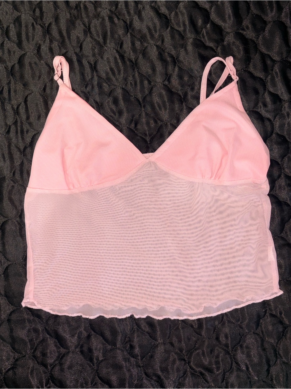 & Other Stories Pale Pink Mesh Crop Cami
